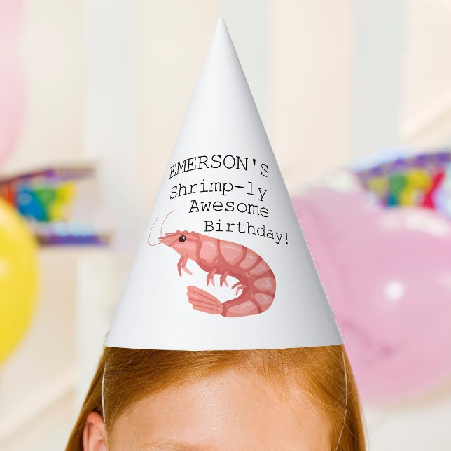 Gorro De Fiesta Un cumpleaños asombroso (A Shrimp-ly Awesome birthday Party Hat)