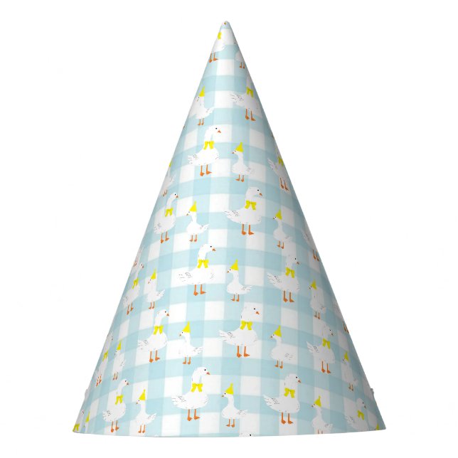 Gorro De Fiesta Un ganso tonto Gingham cumpleaños 1 (Anverso)