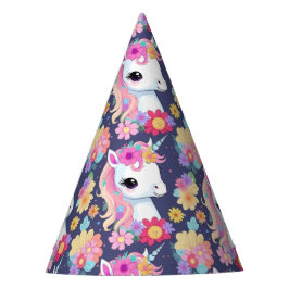 Gorro De Fiesta Unicornio blanco adorable con flores