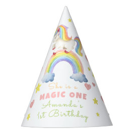 Gorro De Fiesta Unicornio Magia de Arcoíris Cumpleaños Uno Primero