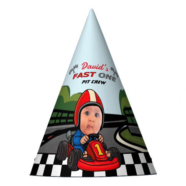 Gorro De Fiesta Uno Rápido | Piloto de Auto de Carreras Personaliz (Anverso)