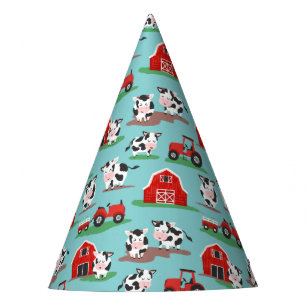 Gorro De Fiesta Vacas en el Granero y Tractores Cumpleaños