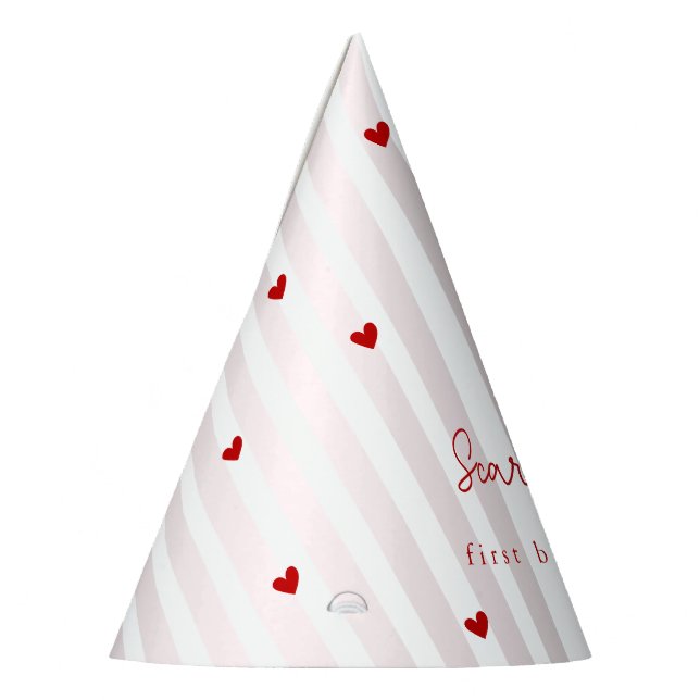 Gorro De Fiesta Valentine Pink Red Hearts Little Sweetheart  (Izquierda)