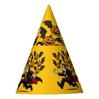 Gorro De Fiesta Vampiro vintage de Halloween y murciélagos calabaz