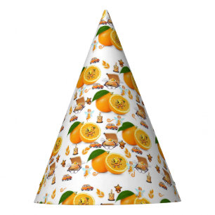 Gorro De Fiesta Velas de Naranjas Pastel Feliz Cumpleaños Papel 