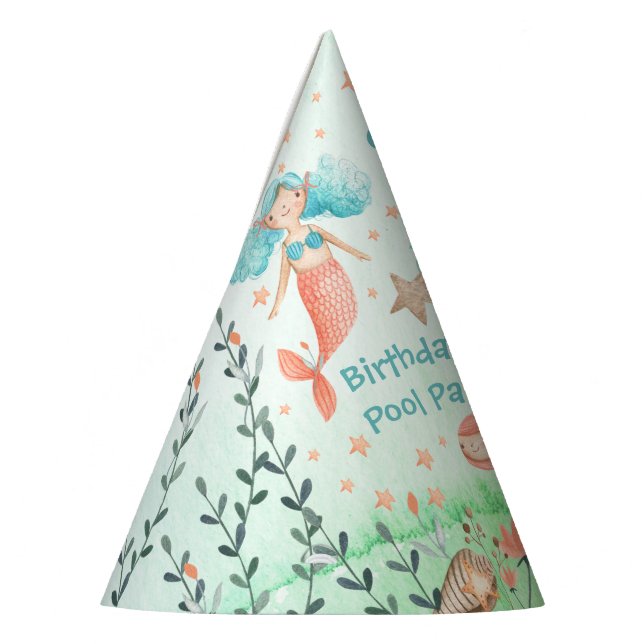 Gorro De Fiesta Ven A Mi Piscina De Cumpleaños De La Sirena (Izquierda)