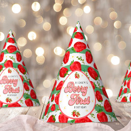 Gorro De Fiesta Verde Blanco primer cumpleaños Berry primera fresa