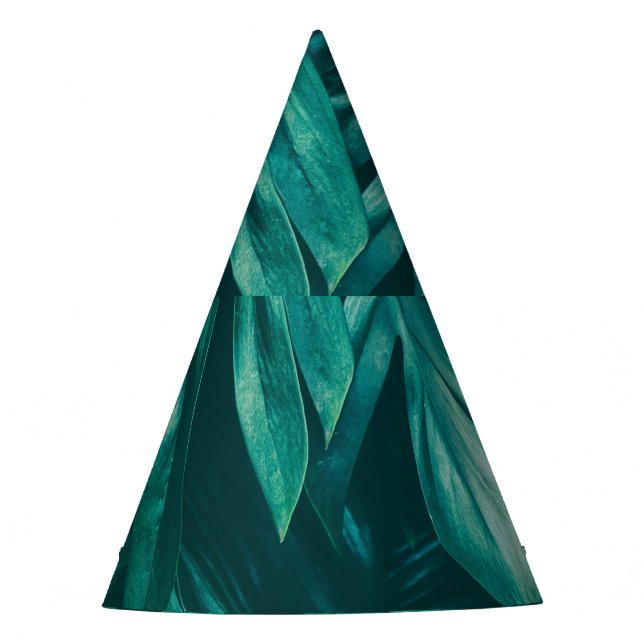 Gorro De Fiesta Verde oscuro, follaje de la selva tropical. (Anverso)