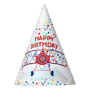 Gorro De Fiesta Vintage Airplane Airshow Birday Stars