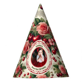 Gorro De Fiesta Vintage Cherry 'Sweet One' 1er cumpleaños foto