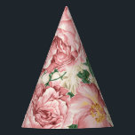 Gorro De Fiesta Vintage Garden Rosas y Hydrangeas Patrón floral<br><div class="desc">Este gorra de fiesta floral de inspiración vintage presenta un patrón botánico de rosas de jardín rosados e hidrangeas de marfil. Este gorra fiesta floral es perfecto para eventos de primavera. Los elementos coincidentes están disponibles.</div>