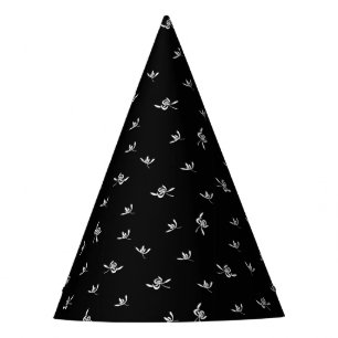 Gorro De Fiesta Vintage Nature Wind Black White Floral