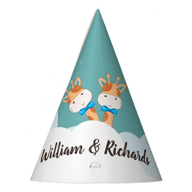 Gorro De Fiesta Watercolor Baby Giraffe, Safari Twday (Izquierda)