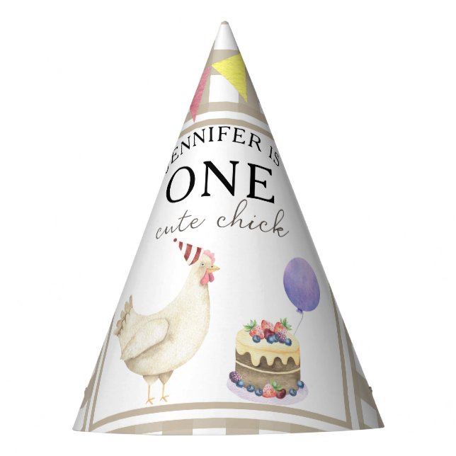 Gorro De Fiesta Watercolor Chick 1er cumpleaños (Anverso)