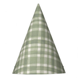 Gorro De Fiesta Watercolor Gingham Green Plaid Birthday Party Hat