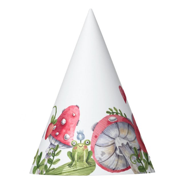 Gorro De Fiesta Watercolor Mushroom Kids Birthday Fiesta (Anverso)