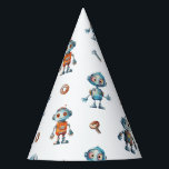 Gorro De Fiesta Watercolor Robot Kids Birthday White<br><div class="desc">Acuarela Cute Robot Niños Gorra Fiesta Blanco Cumpleaños.</div>