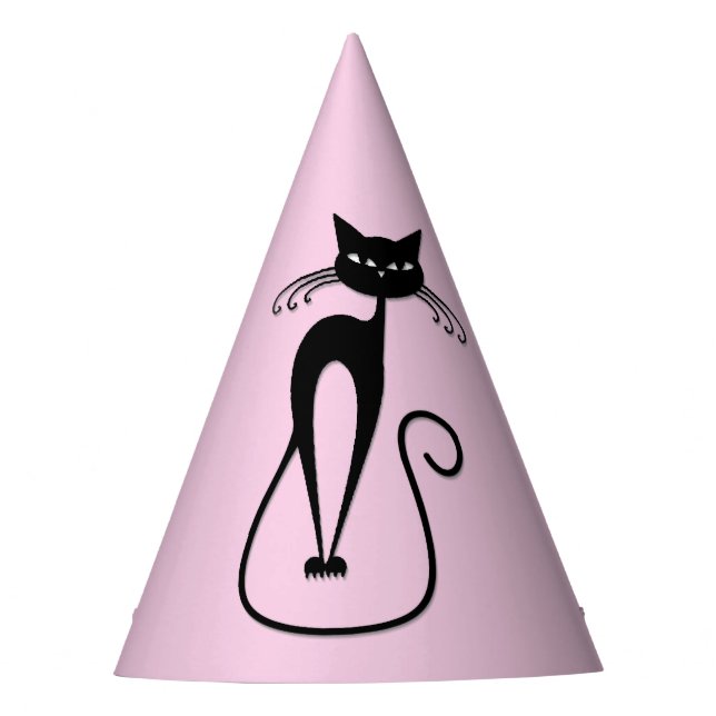 Gorro De Fiesta Whimsical Skinny Black Cat Rosa (Anverso)