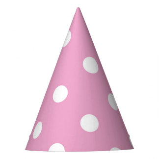 Gorro De Fiesta White Polka on Pink Party Hat