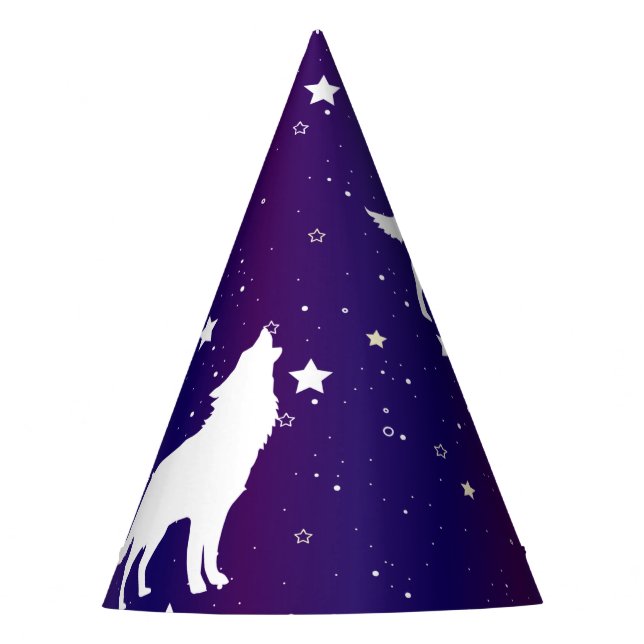 Gorro De Fiesta Wolf Silhouette Starry Night Galaxy Universe Lover (Anverso)