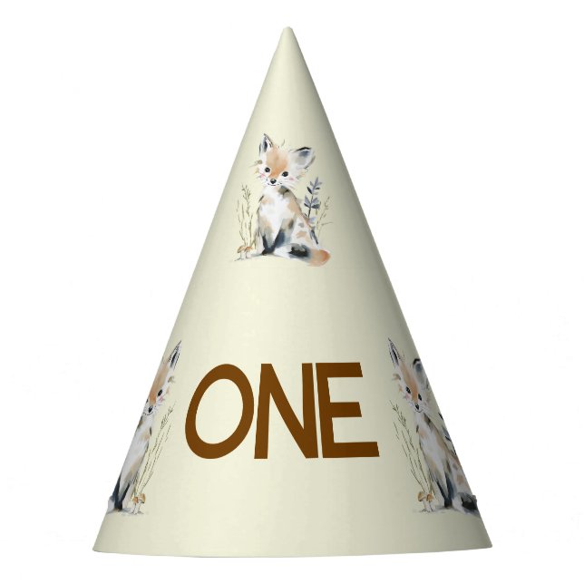 Gorro De Fiesta Woodland First Birthday Party Hat (Anverso)