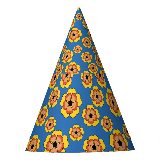 Gorro De Fiesta Yellow Orange Flowers Pattern (Anverso)
