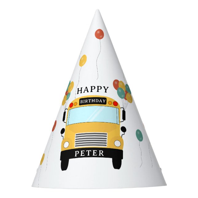 Gorro De Fiesta Yellow School Bus Kids Birthday Party (Anverso)