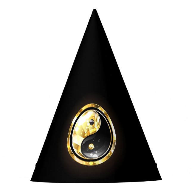 Gorro De Fiesta Yin Yang dorado en negro (Anverso)