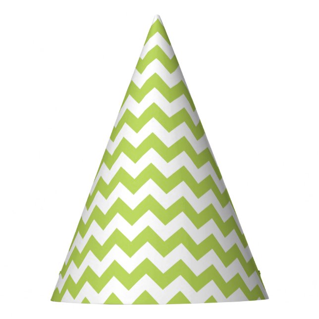 Gorro De Fiesta Zigzag verde, Chevron verde, patrón geométrico (Anverso)