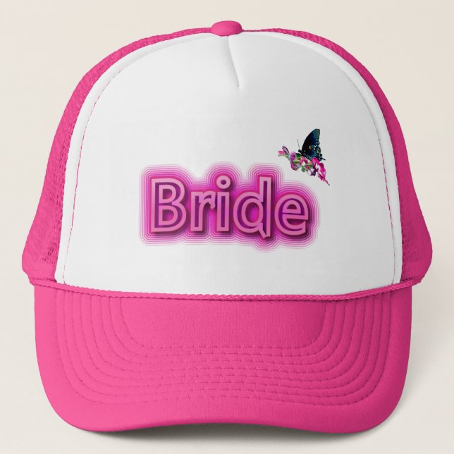 Gorro de novia - rosa caliente con mariposa (Anverso)