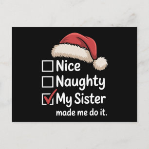 Gorro de Santa Navidad Bonito Travieso Mi Hermana 