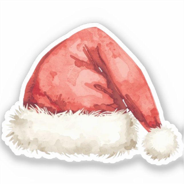 Gorro de Santa Pegatina | Clásico Doodle Navideño (Anverso)