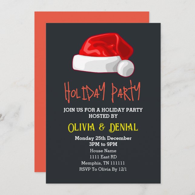 Gorro de Santa Rojo Navidad Fiesta Negro (Anverso / Reverso)