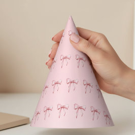 Gorros de cumpleaños con patrón de lazo rosa