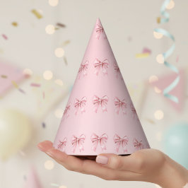 Gorros de cumpleaños con patrón de lazo rosa