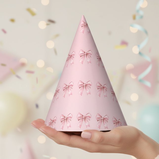 Gorros de cumpleaños con patrón de lazo rosa (Subido por el creador)