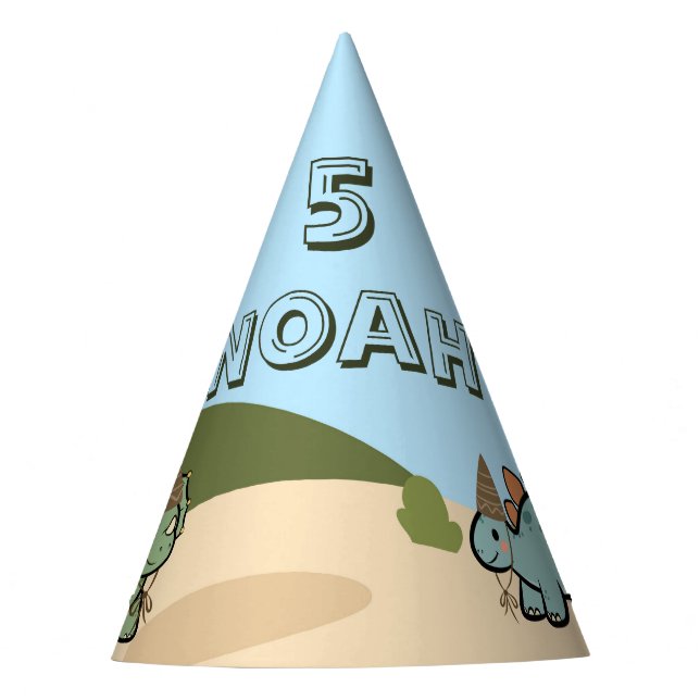 Gorros de cumpleaños de dinosaurio lindos (Anverso)