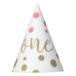 Gorros de cumpleaños número uno con purpurina rosa