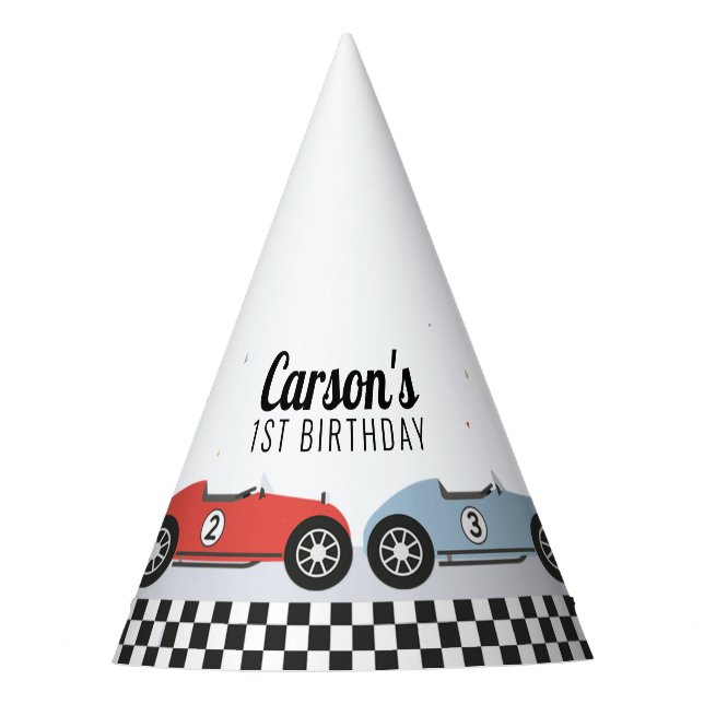 Gorros de cumpleaños para fiesta de coches de carr (Anverso)