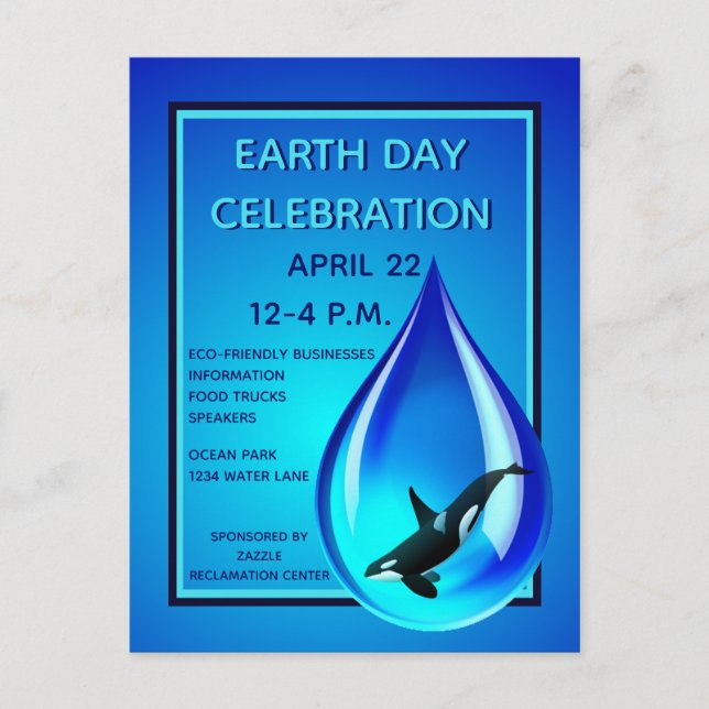 Gota de agua y Invitación del Día de la Tierra de  (Anverso)