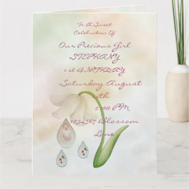 Gotas de hadas blancas 1 tarjeta de cumpleaños