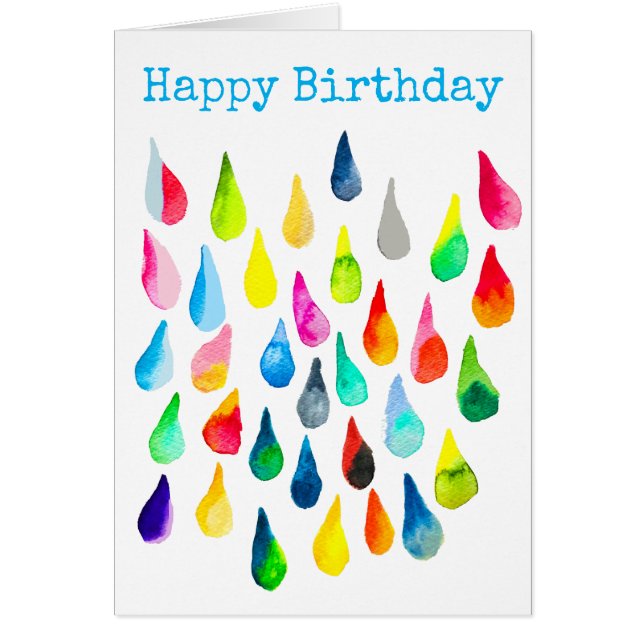 Gotas de lágrima acuarela colorida caprichosa (Frente)