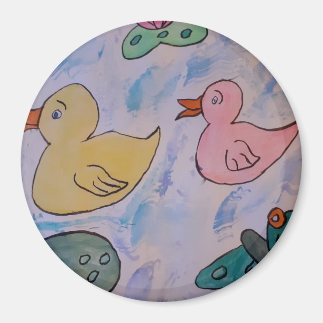Gotas de lluvia en el imán Ducklings (Frente)