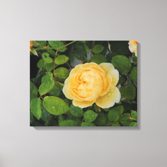 Gotas de lluvia en lienzo estirado en rosa amarill (Anverso)