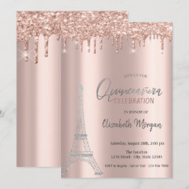 Goteos de oro rosa, invitación de Quinceañera de l