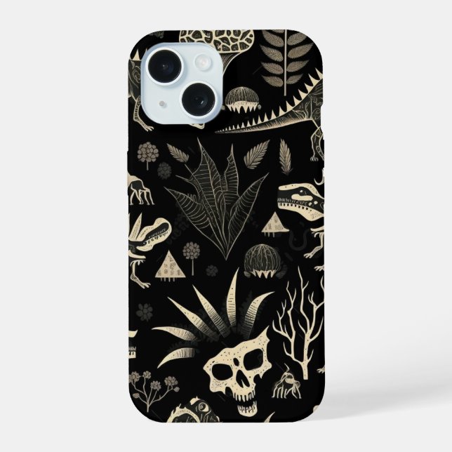 Gothic Dinosaur Skeleton Engraving Pattern  (Reverso )