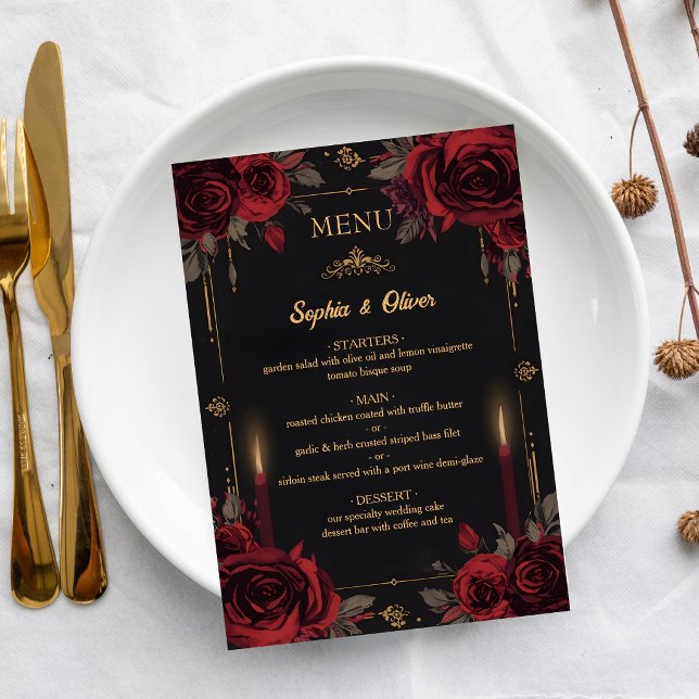 Gothic Elegant Dark Romance Wedding Menu (Subido por el creador)