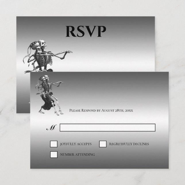 Gothic Halloween Alternative Wedding RSVP Card (Anverso / Reverso)