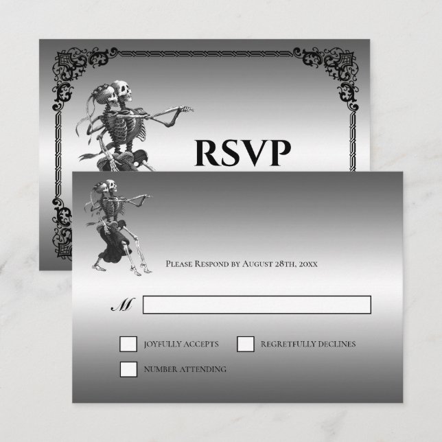 Gothic Halloween Alternative Wedding RSVP Card (Anverso / Reverso)