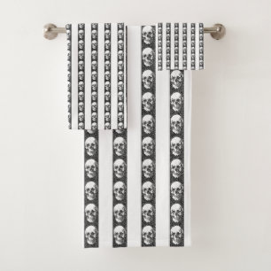 Gothic striped pattern with skulls